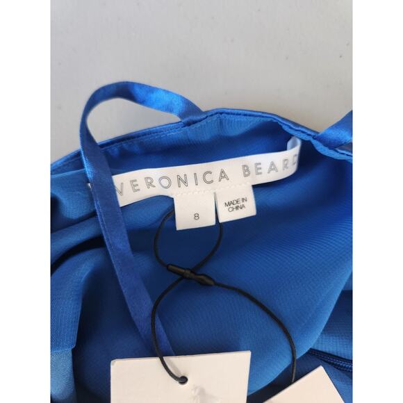 NWD Veronica Beard Sanderson Silk Satin Cowlneck Maxi Dress Gown Sz 8 Blue 2M455 - Picture 9 of 16